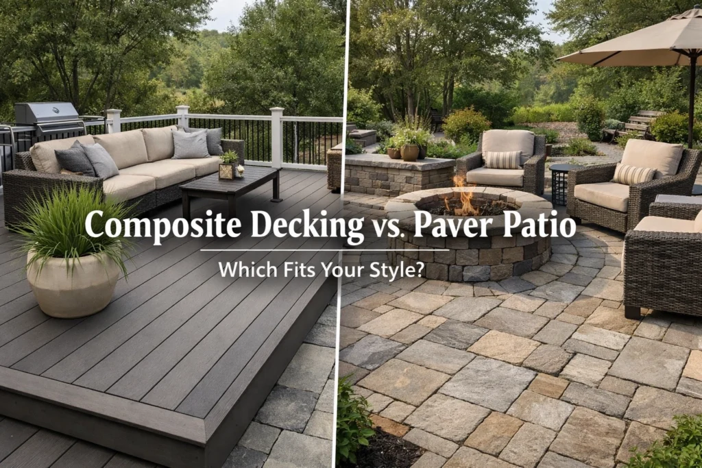 PTG Landscape | Composite Decking vs. Paver Patio: Which Fits Your Style? PTG Landscape | Composite Decking vs. Paver Patio: Which Fits Your Style?Landscaping, Landscape Architects or Designers, Decks & Railing